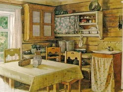 Kitchen in a hut photo