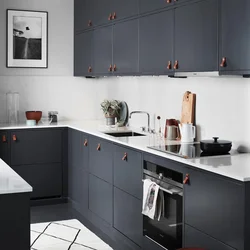 Handles for a gray kitchen photo