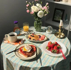 Festive table in the kitchen photo