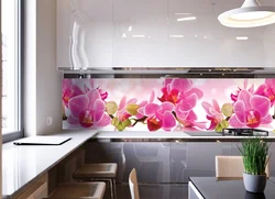 Photo of flowers for kitchen panel