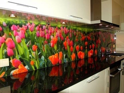 Photo of flowers for kitchen panel