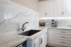 White Kitchen Apron Marble Photo