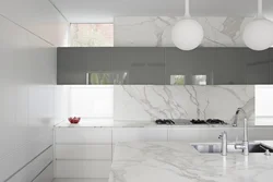 White kitchen apron marble photo