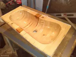 Bathtub sink made of wood photo