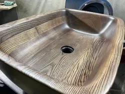 Bathtub sink made of wood photo