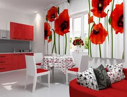 Kitchen interior with roses photo