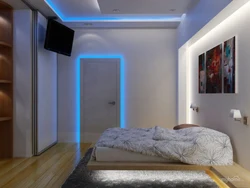 Падсветка спальні з гіпсакардону фота