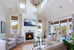 Living Rooms With Fireplace By The Window Photo
