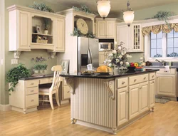 Flowers on kitchen cabinets photo