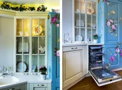 Flowers on kitchen cabinets photo