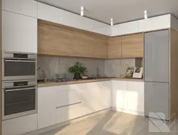 Кухня белая з антрэсолямі фота