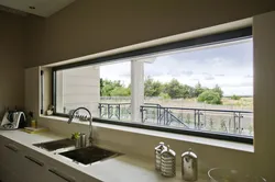 Horizontal window in the kitchen photo