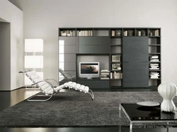 Gray wardrobe in the living room photo