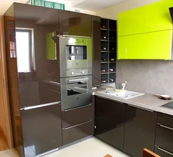 Kitchen oven with refrigerator photo