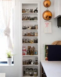 Narrow shelves in the kitchen photo