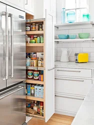 Narrow shelves in the kitchen photo