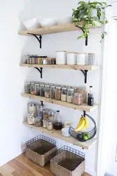 Narrow shelves in the kitchen photo