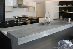 Kitchen with aluminum worktop photo