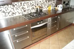 Kitchen with aluminum worktop photo