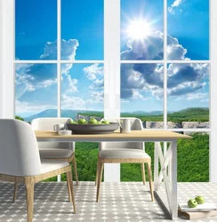 Photo wallpaper for kitchen window