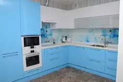 Усе блакітныя кутнія кухні фота