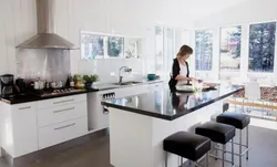 Kitchen with cutting table photo