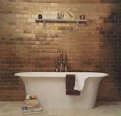 Ванна бөлмесінің фотосуретіндегі металл плиткалар