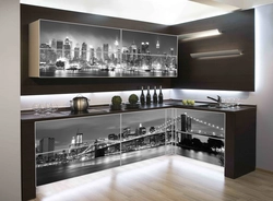 Угловые кухни с фото стеклом