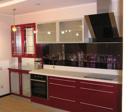 Corner kitchens with photo glass