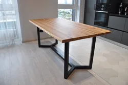 Metal table for kitchen photo