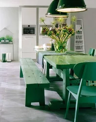 Зеленый стол для кухни фото
