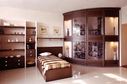 Brown wardrobe in the bedroom photo