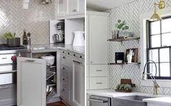 Herringbone tiles in the kitchen photo