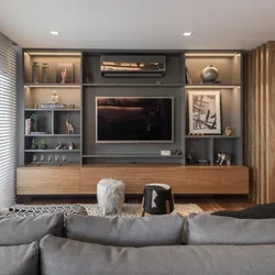 Built-in TV for living room photo