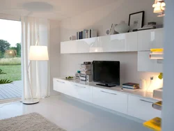 White Living Rooms For TV Photo