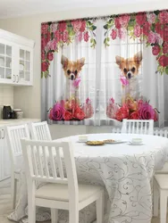 Tulle for kitchen photo wallpaper