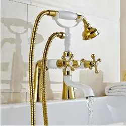 Смеситель золотой для ванны фото
