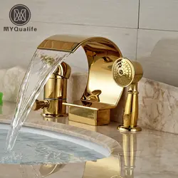 Golden bath mixer photo