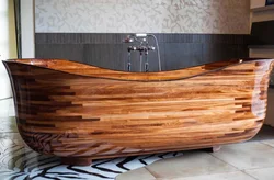 Деревянные раковины и ванны фото