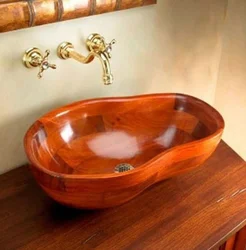 Wooden sinks and bathtubs photo