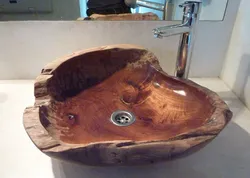 Деревянные раковины и ванны фото