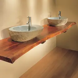 Деревянная раковина для ванной фото