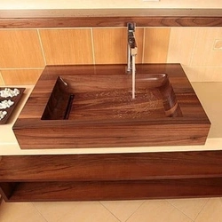 Wooden bathroom sink photo