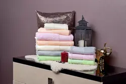 Beautiful towels in the bathroom photo