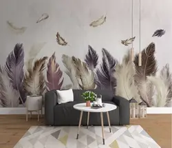 Wallpaper feathers in the kitchen photo