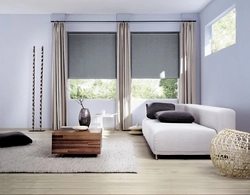 Curtains and blinds in the living room photo