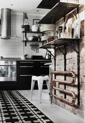 Black radiator in the kitchen photo