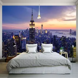 Bedroom photo wallpaper night cities photo