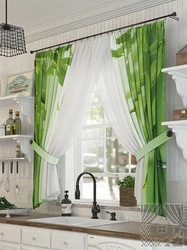 Green kitchen what kind of curtains photo