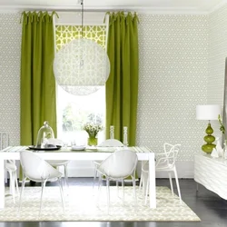 Green kitchen what kind of curtains photo